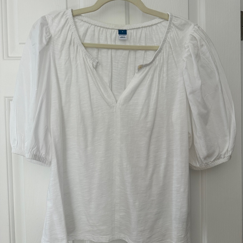 Old Navy White Puff-Sleeve Peasant Top  Women’s